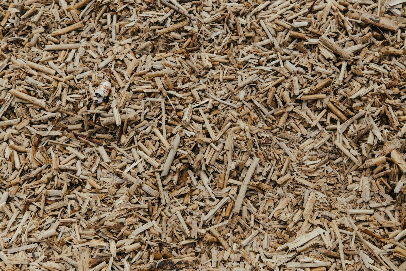 Fresh hardwood mulch close-up texture